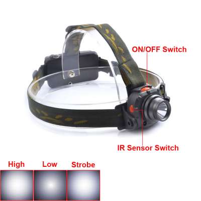 Night Fishing IR Sensor Led Headlamp 18650 Battery 3W 170Lumens Head Lamp Motion Sensing Hoofdlamp Outdoor Camping