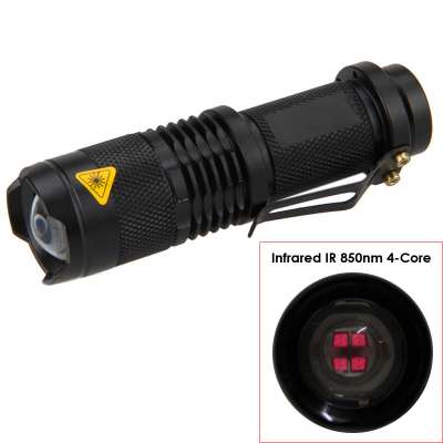 SK68 IR Lamp 850nm 4-Core Zoomable 5W Infrared Flashlight Night Vision Hunting Torch