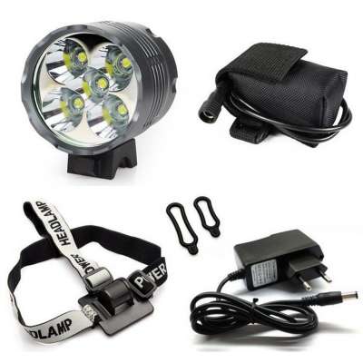 5000Lumens 5*XM-L T6 LED Bicycle Bike Light 3 Modes with 18650 Battery Pack Charger